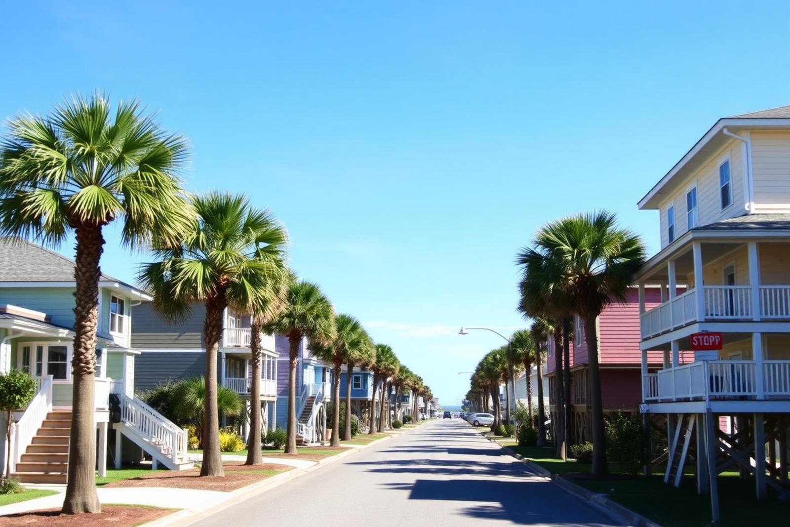 Coastal beach houses near Surfside Beach, SC